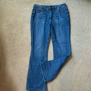 Seven7 Tummyless High Rise  Boot. Medium Wash. Size 14.